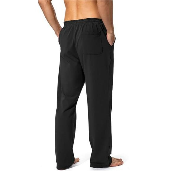 Mens Cotton Yoga Sweatpants Open Bottom Lounge Pants with Pockets Workout - Picture 3 of 7